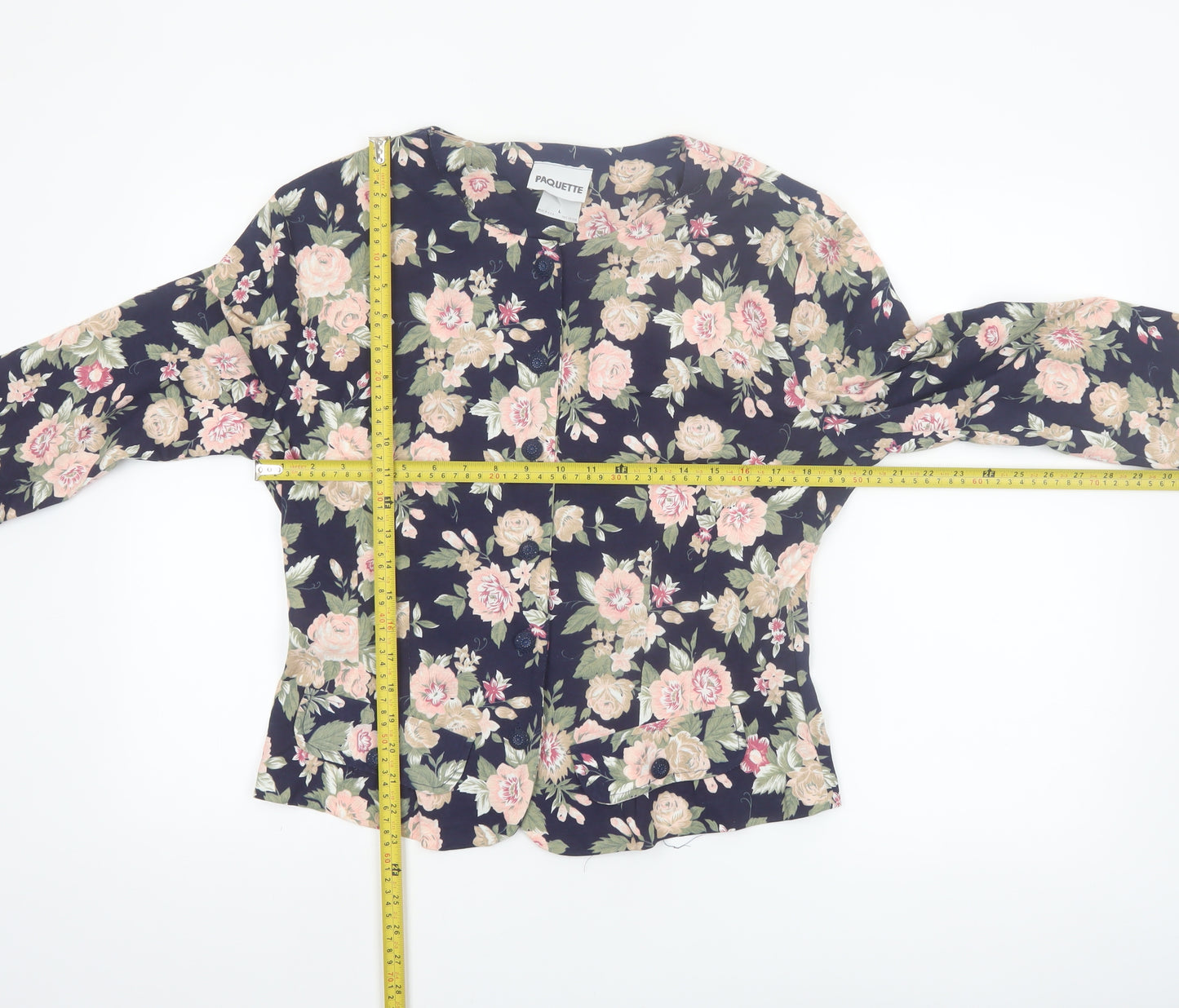 Paquette Women's Multicoloured Floral Button-Up Cotton Blend Top L