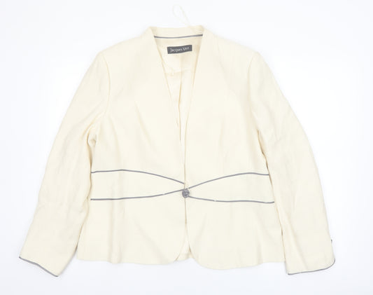 Jacques Vert Women Ivory Suit Jacket Blazer UK 16 Classic Lined