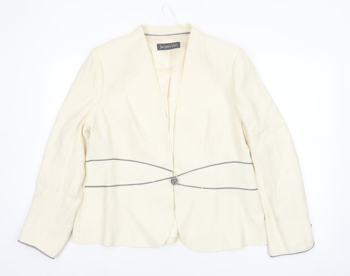Jacques Vert Women Ivory Suit Jacket Blazer UK 16 Classic Lined