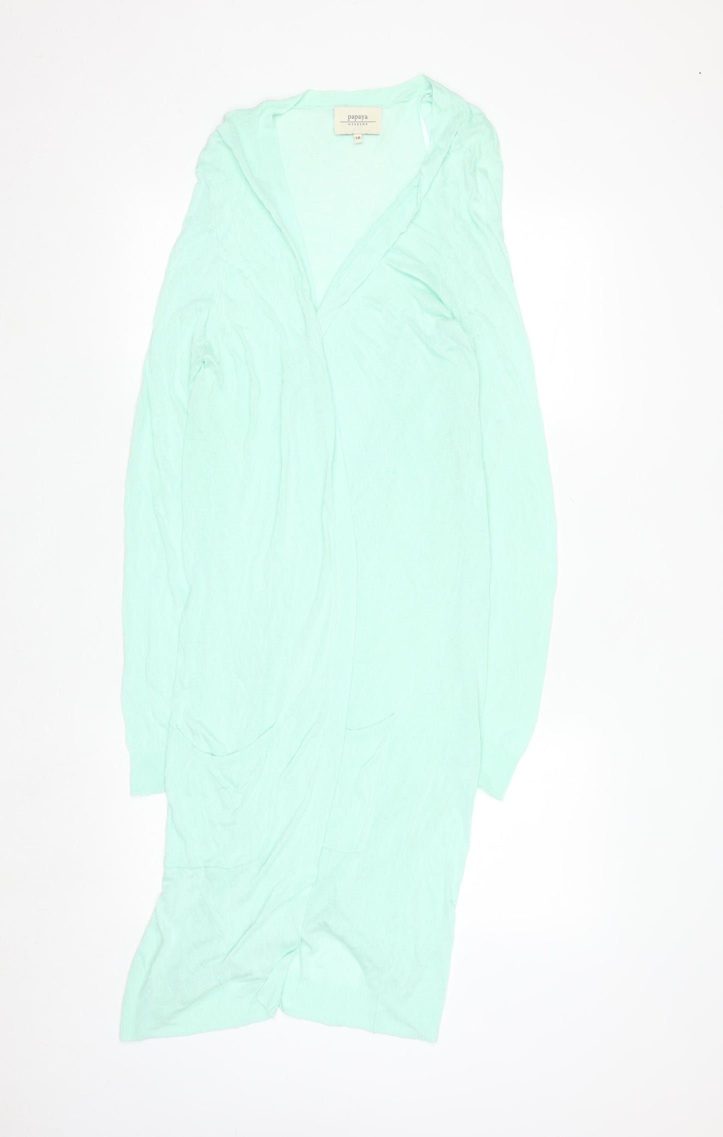 Papaya Women Green Size 18 Viscose Long Sleeve Open Cardigan