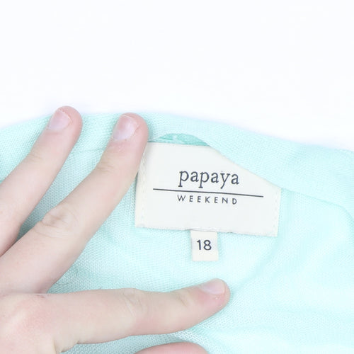 Papaya Women Green Size 18 Viscose Long Sleeve Open Cardigan