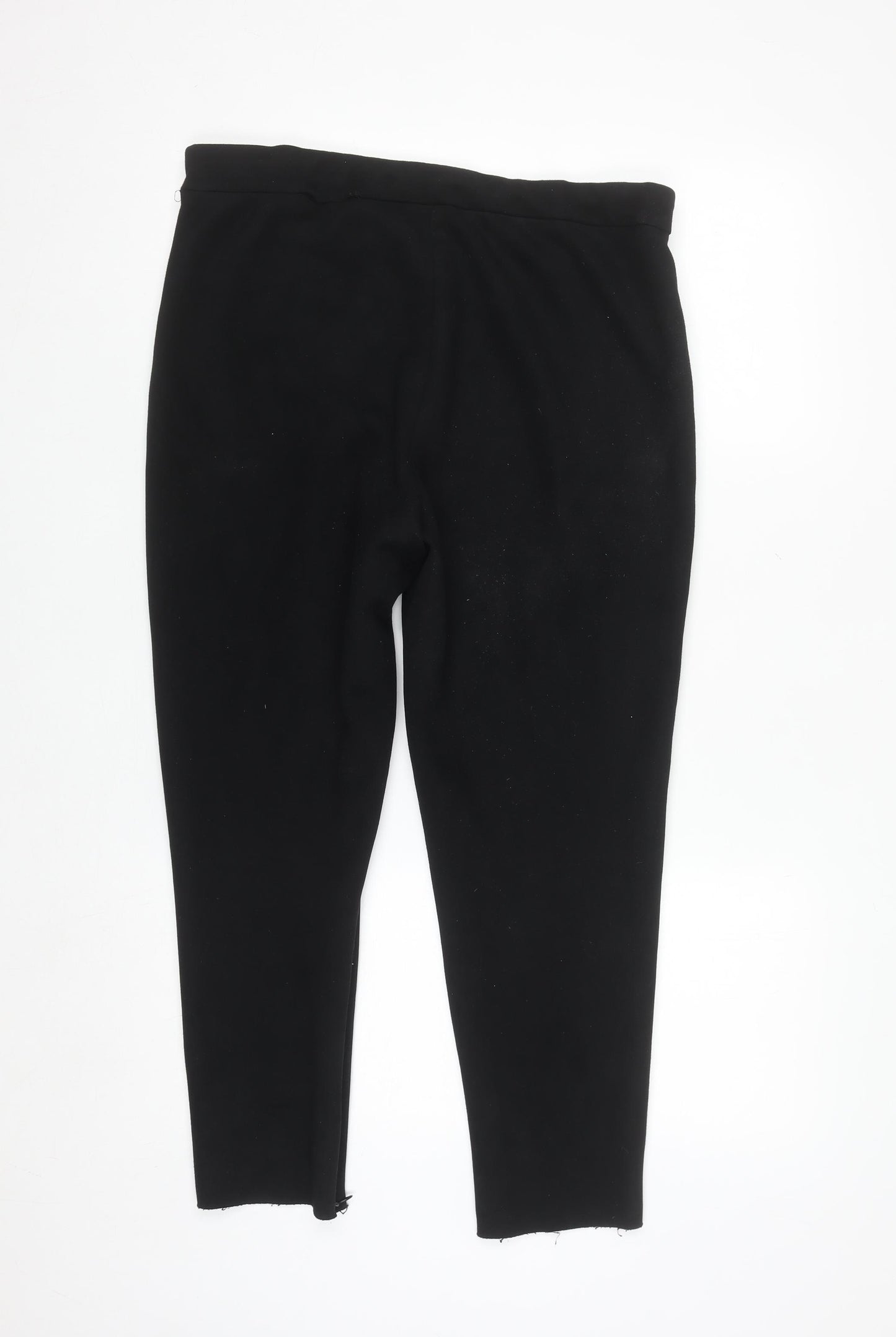 Zara Women Black XL Slim Ankle Trousers Polyester Blend