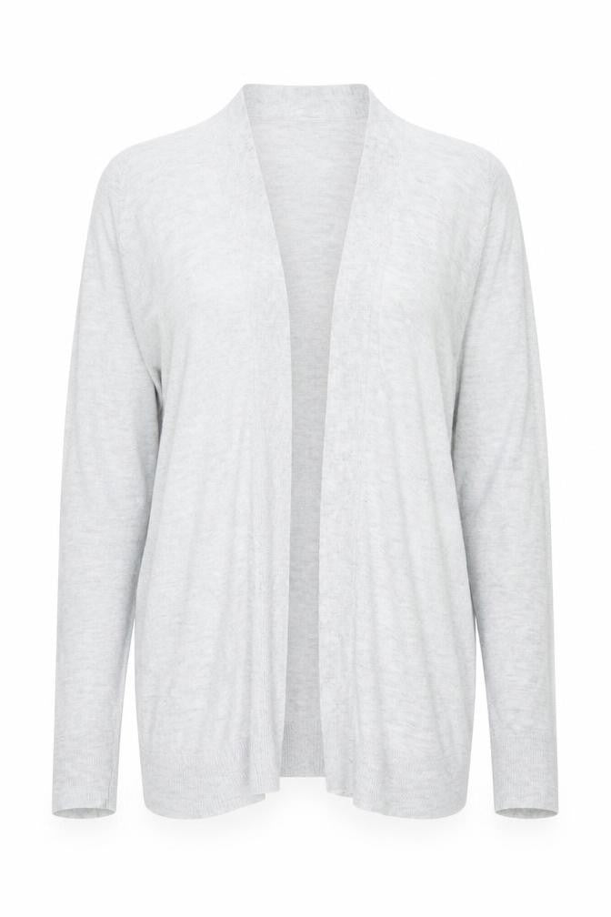 Front view of Old Navy women’s grey knit long sleeve open cardigan, size M