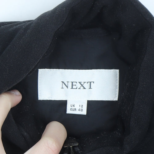 Next Women’s Black Puffer Waistcoat UK 12 Full Zip Winter Gilet