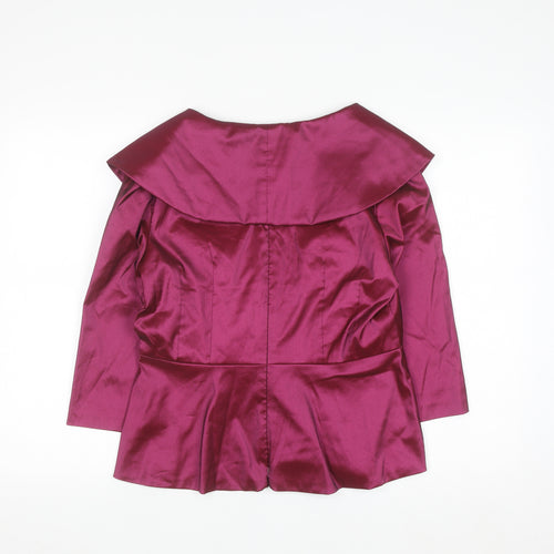 Alex Evenings Women Purple Wrap Satin Blouse M 3/4 Sleeve Formal Top
