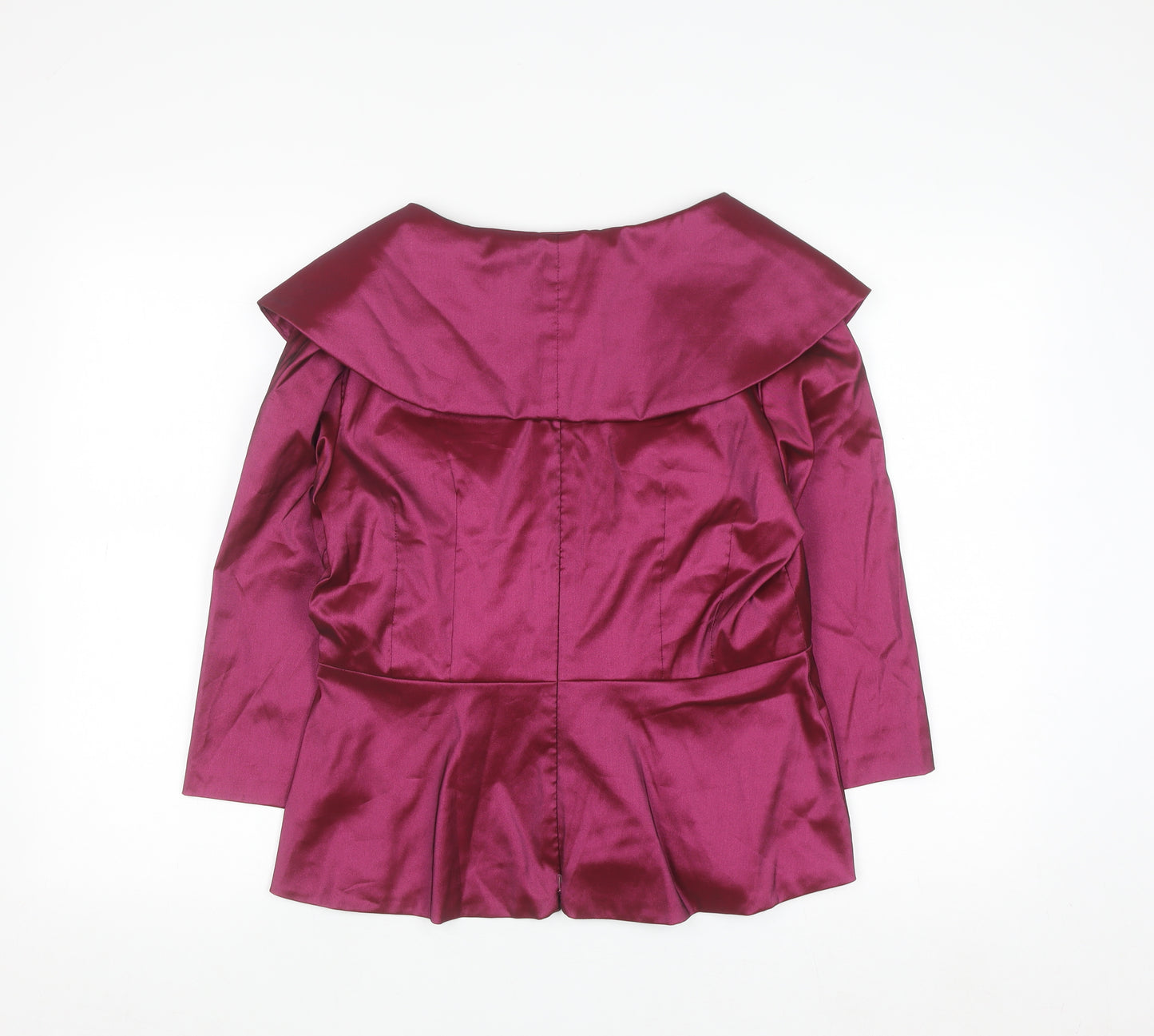 Alex Evenings Women Purple Wrap Satin Blouse M 3/4 Sleeve Formal Top