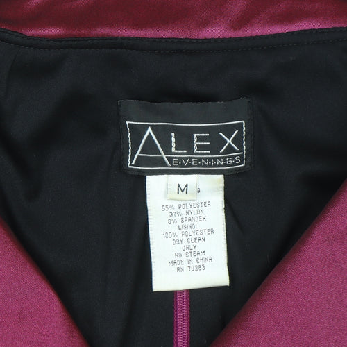 Alex Evenings Women Purple Wrap Satin Blouse M 3/4 Sleeve Formal Top