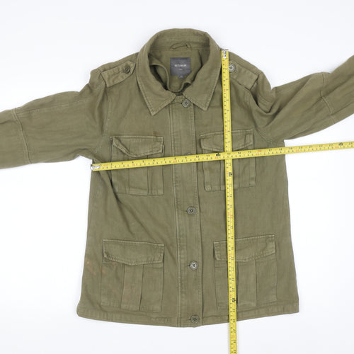 Next Women's Green Cotton Military Jacket Size 12 Casual Twill