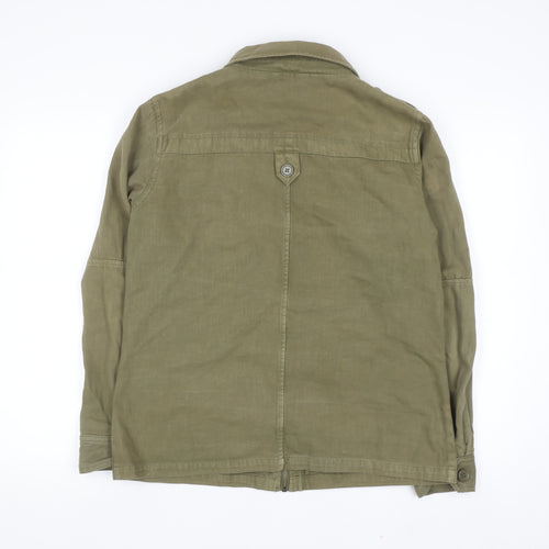 Next Women's Green Cotton Military Jacket Size 12 Casual Twill