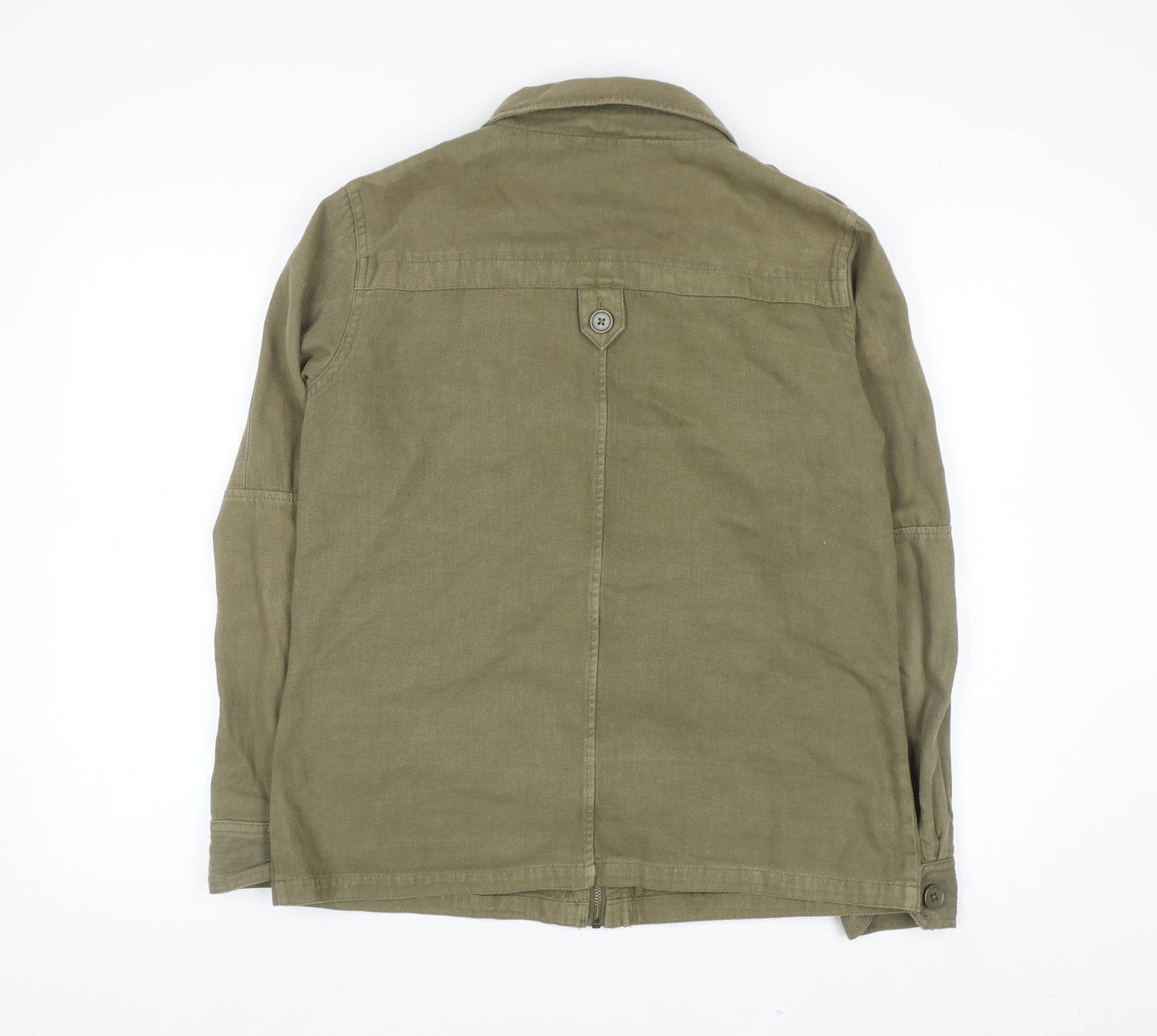Next Women's Green Cotton Military Jacket Size 12 Casual Twill