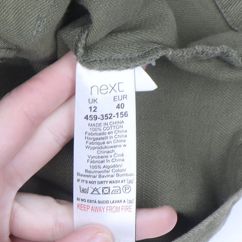 Next Women's Green Cotton Military Jacket Size 12 Casual Twill