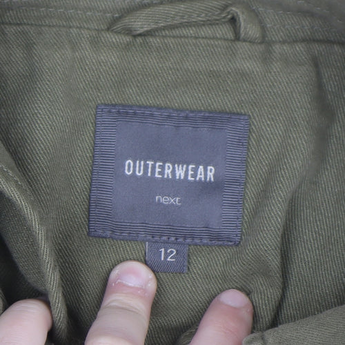 Next Women's Green Cotton Military Jacket Size 12 Casual Twill