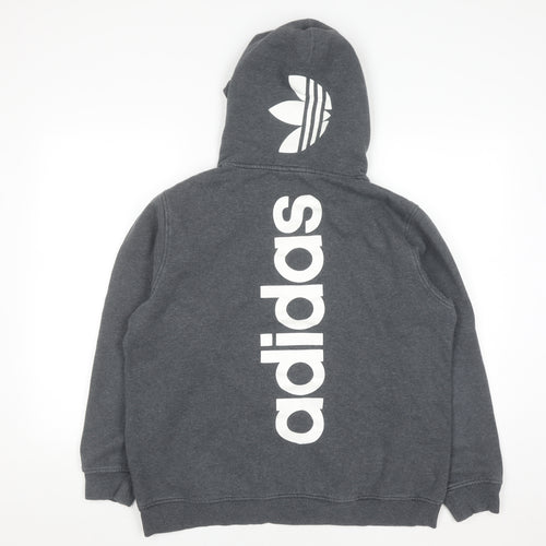 Adidas Men’s Grey Pullover Hoodie Size L Logo Fleece Sweatshirt