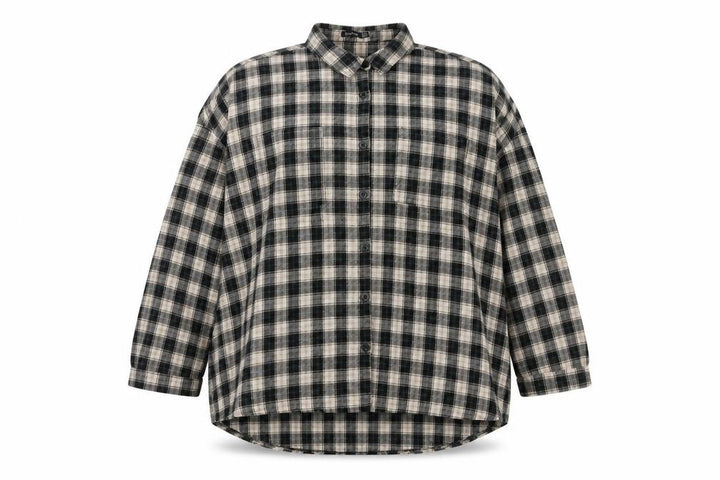 Boohoo Womens Beige Check Flannel Button-Up Shirt Size 16
