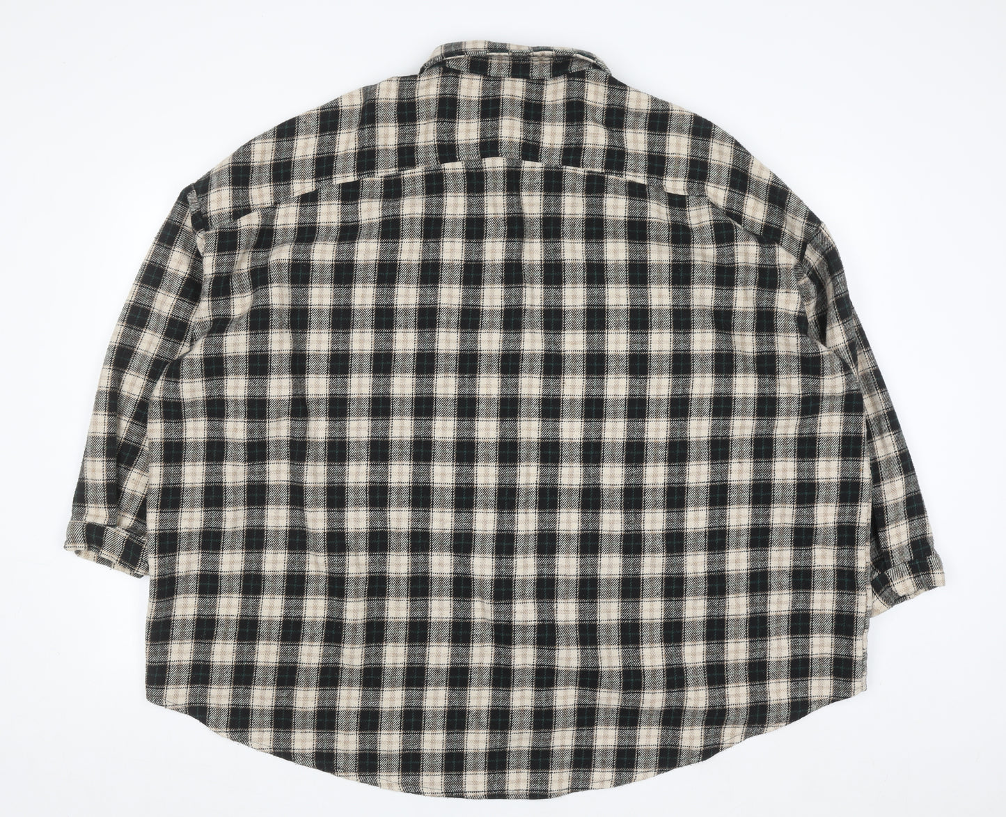 Boohoo Womens Beige Check Flannel Button-Up Shirt Size 16