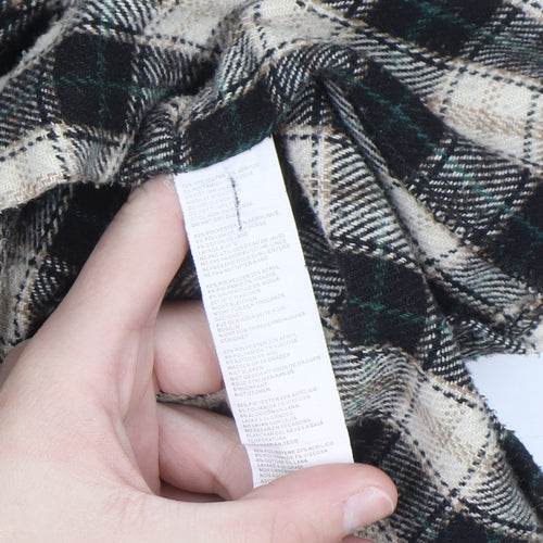 Boohoo Womens Beige Check Flannel Button-Up Shirt Size 16