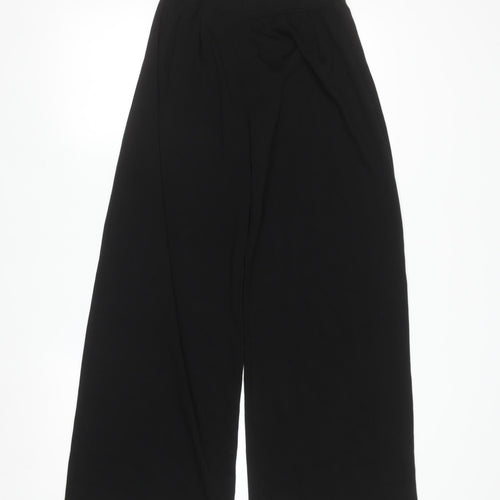 H&M Divided Women Black XS Wide-Leg Trousers with Elastic Waist