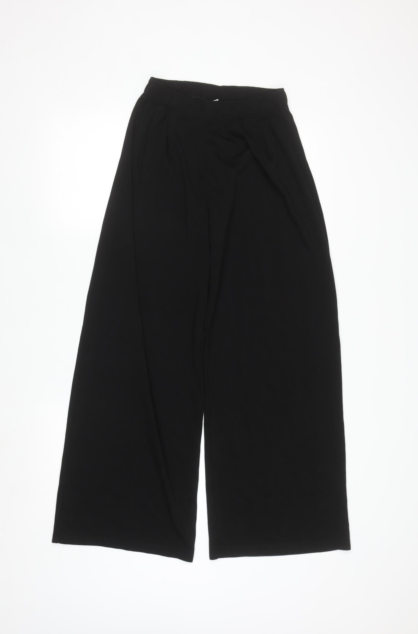 H&M Divided Women Black XS Wide-Leg Trousers with Elastic Waist