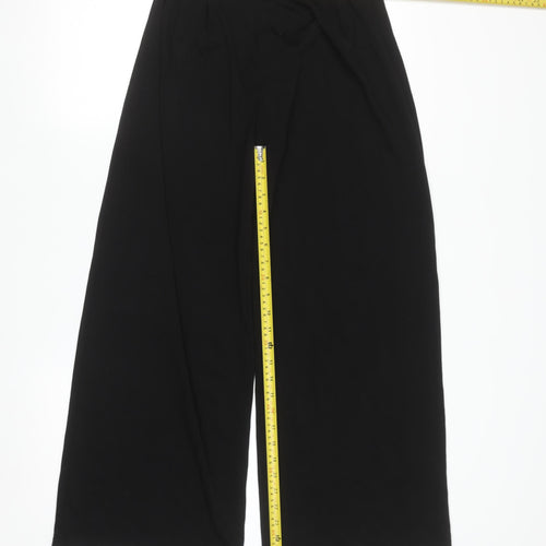 H&M Divided Women Black XS Wide-Leg Trousers with Elastic Waist