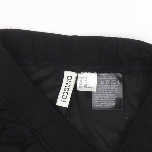 H&M Divided Women Black XS Wide-Leg Trousers with Elastic Waist