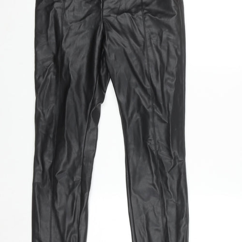 Zara Women Black Faux Leather Slim Leggings Size 12