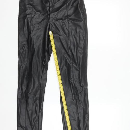 Zara Women Black Faux Leather Slim Leggings Size 12
