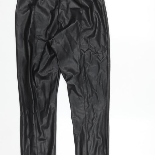 Zara Women Black Faux Leather Slim Leggings Size 12