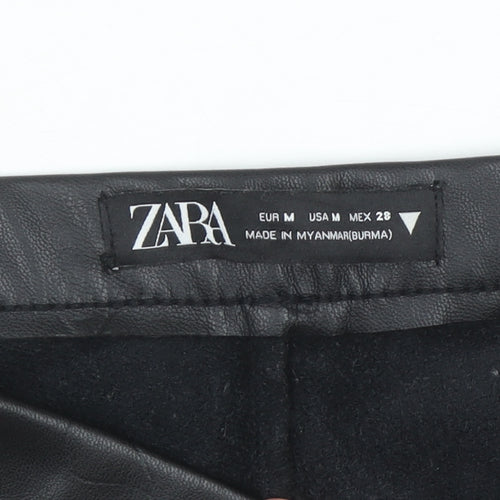 Zara Women Black Faux Leather Slim Leggings Size 12