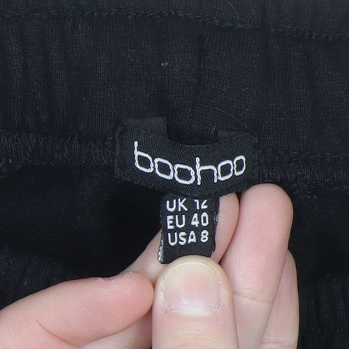 Boohoo Womens Black Jogger Sweatpants Size 12 Elastic Waist