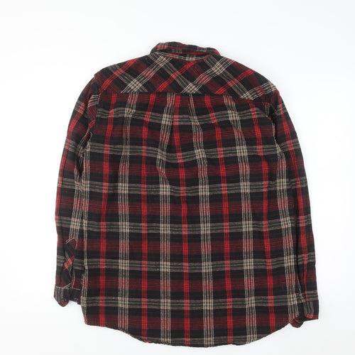 Boohoo Womens Red Plaid Flannel Long Sleeve Button-Up Shirt Size 12