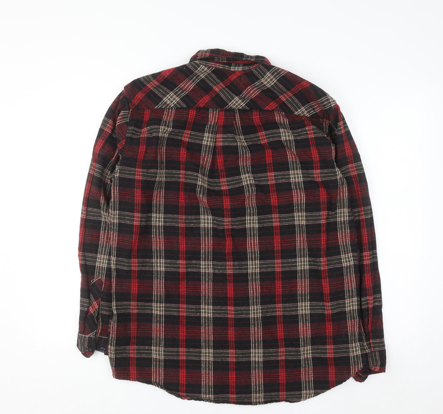 Boohoo Womens Red Plaid Flannel Long Sleeve Button-Up Shirt Size 12