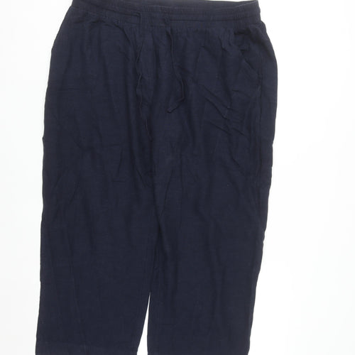 JD Williams Women’s Blue Cropped Linen Blend Trousers Size 18