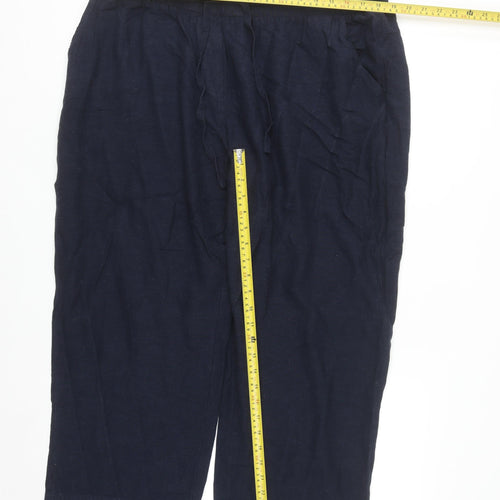 JD Williams Women’s Blue Cropped Linen Blend Trousers Size 18