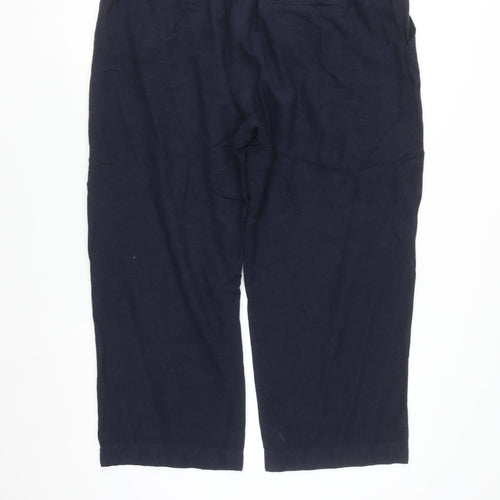 JD Williams Women’s Blue Cropped Linen Blend Trousers Size 18