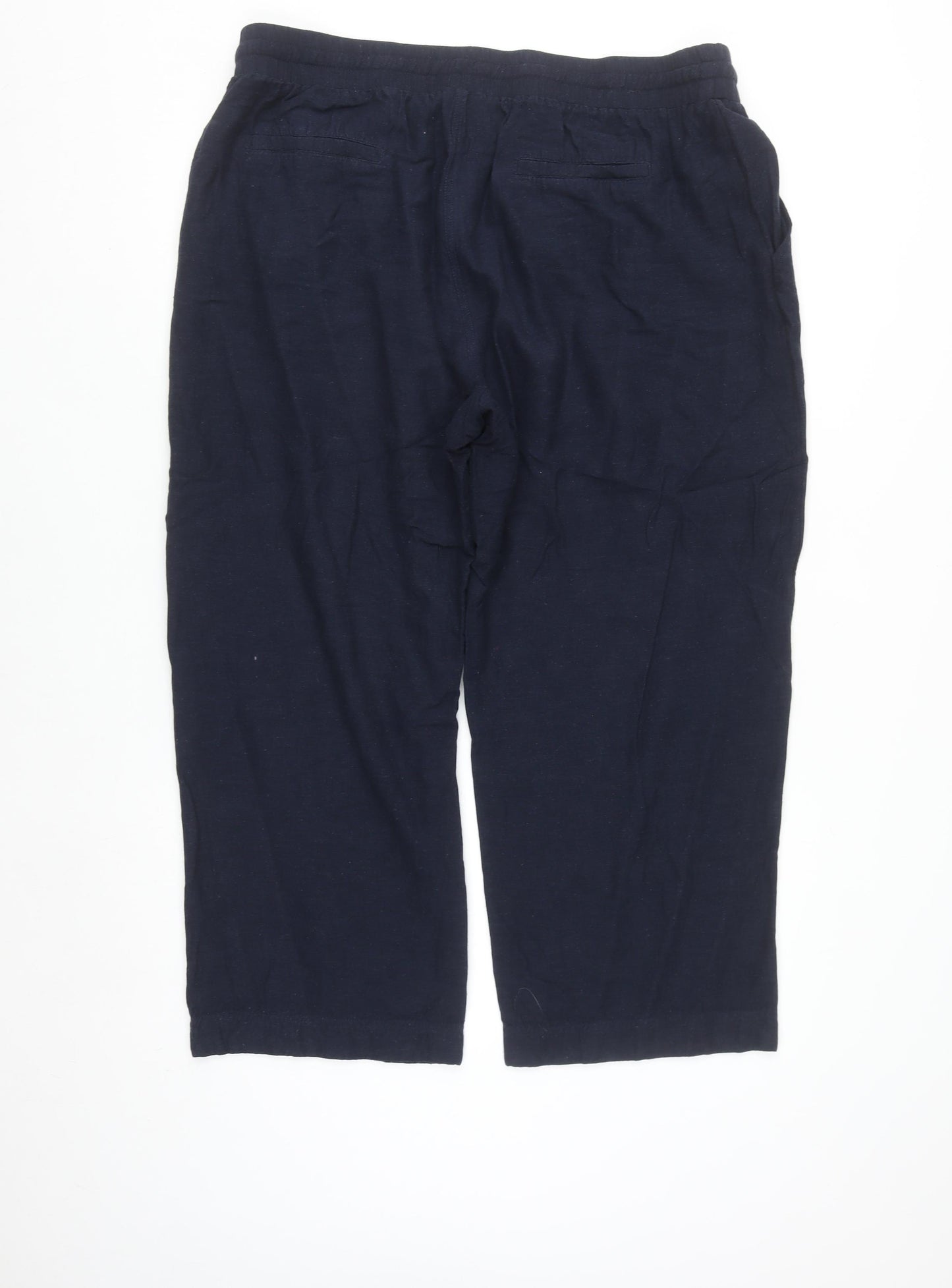 JD Williams Women’s Blue Cropped Linen Blend Trousers Size 18