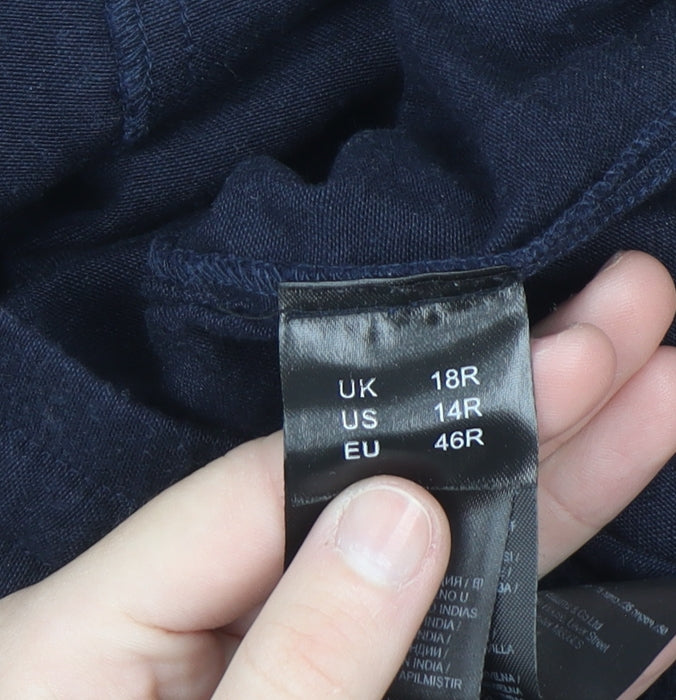 JD Williams Women’s Blue Cropped Linen Blend Trousers Size 18