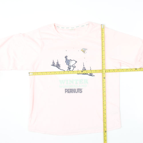 Peanuts Snoopy Women's Pink & Navy Pyjama Set Size 8-10 Winter Graphic Fleece