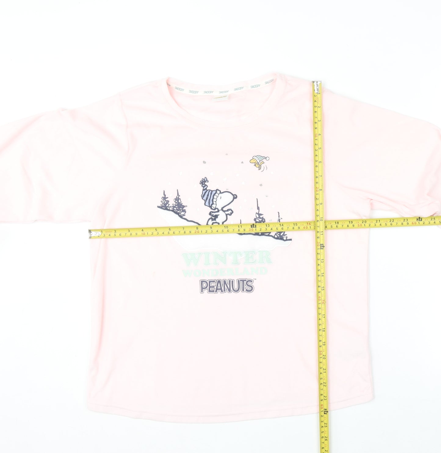 Peanuts Snoopy Women's Pink & Navy Pyjama Set Size 8-10 Winter Graphic Fleece