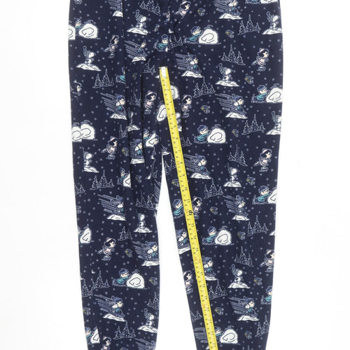 Peanuts Snoopy Women's Pink & Navy Pyjama Set Size 8-10 Winter Graphic Fleece
