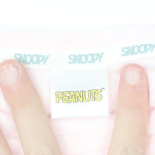 Peanuts Snoopy Women's Pink & Navy Pyjama Set Size 8-10 Winter Graphic Fleece