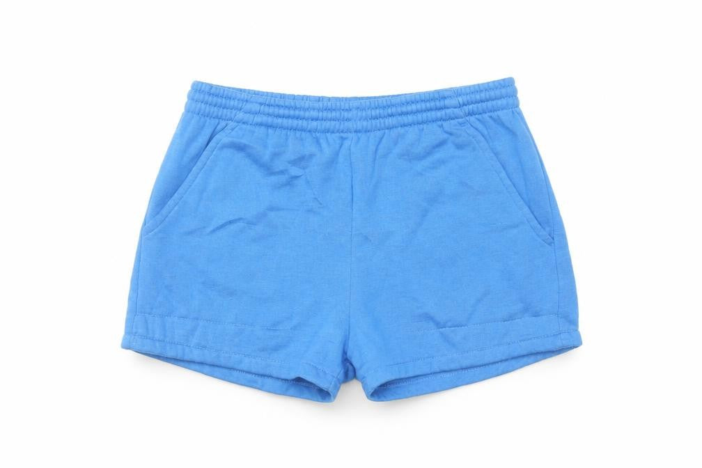 Front view of Sports Action Blue women’s small athletic knit shorts