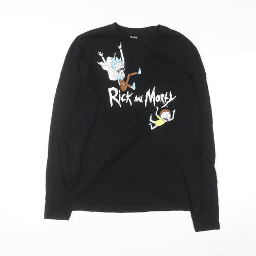 Rick and Morty Men's Black Long Sleeve Graphic Cotton Top M