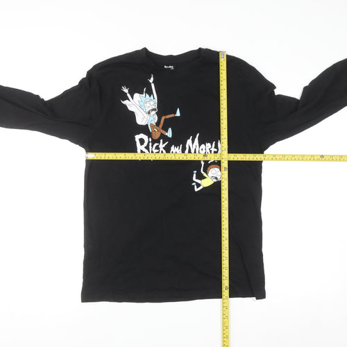 Rick and Morty Men's Black Long Sleeve Graphic Cotton Top M
