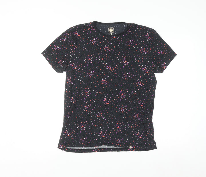 Pretty Green Men's Black Polka Dot Cotton T-Shirt Size S