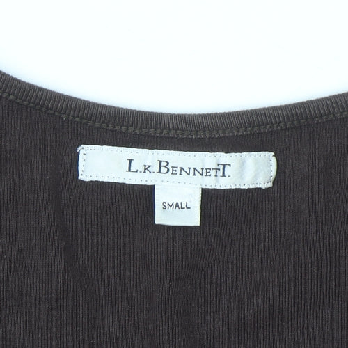 L.K. Bennett Brown 3/4 Sleeve Cotton Wrap Blouse Women’s S