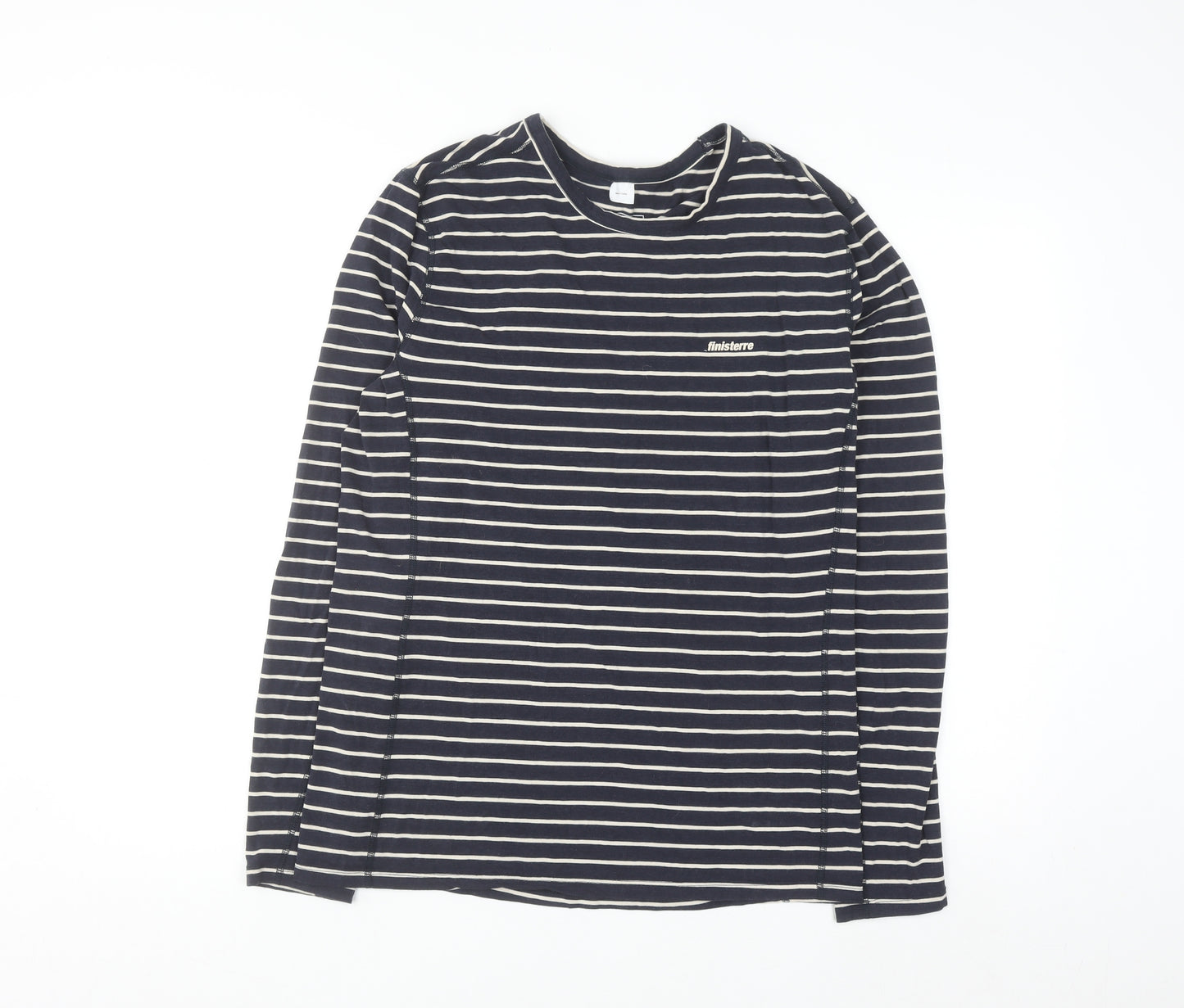 Finisterre Men's Blue Striped Long Sleeve Organic Cotton Top M