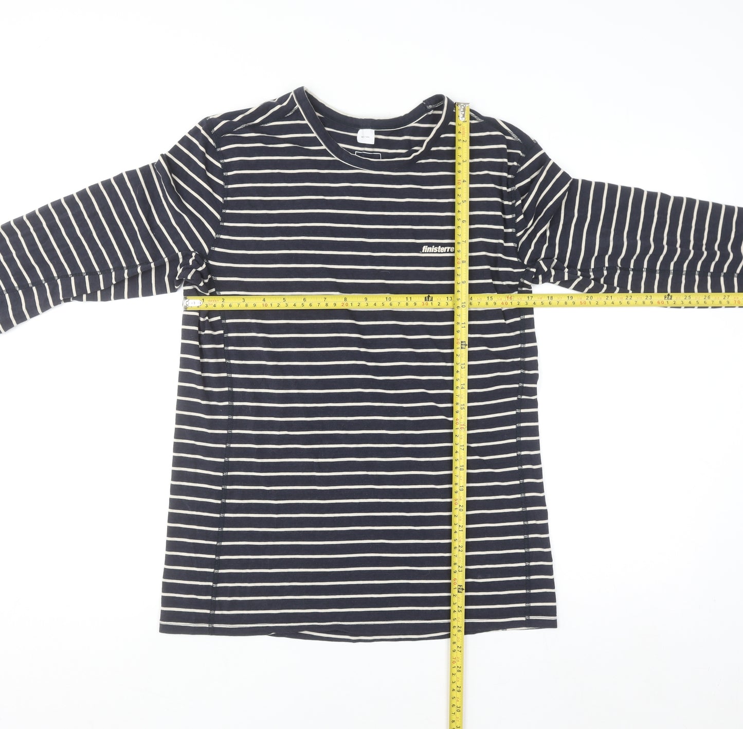 Finisterre Men's Blue Striped Long Sleeve Organic Cotton Top M
