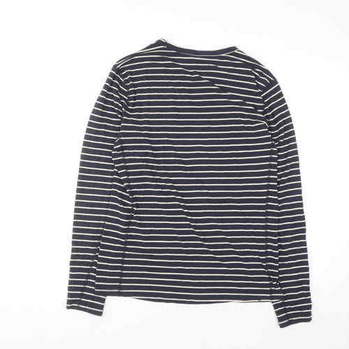 Finisterre Men's Blue Striped Long Sleeve Organic Cotton Top M