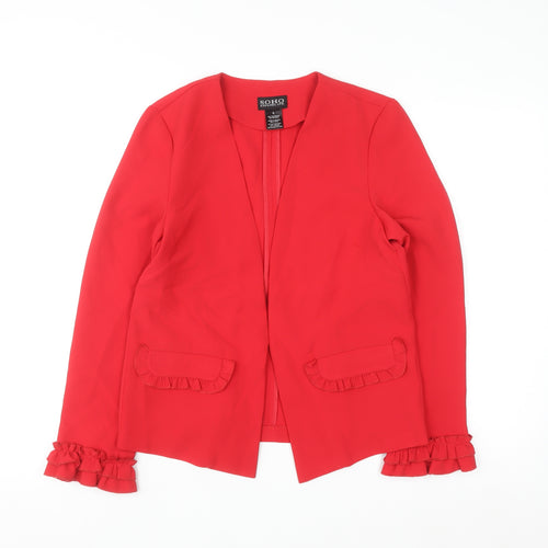 Soho Apparel Women’s Red Ruffle Sleeve Single Breasted Blazer Size S