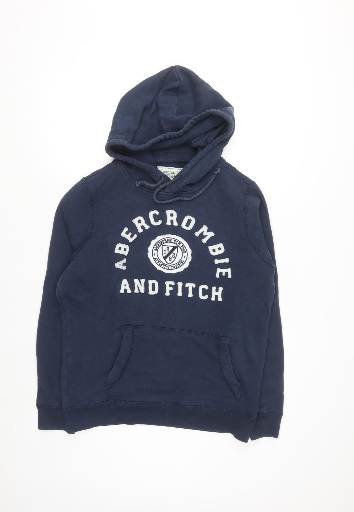 Abercrombie & Fitch Men's Blue Pullover Hoodie M Logo Fleece